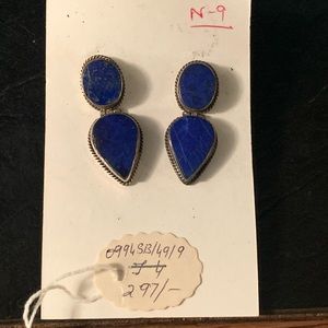Pure silver and blue stone earrings